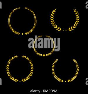 Award Beste Vektor gold award Lorbeerkranz. Sieger Label, Blatt symbol Sieg, Triumph und Erfolg Abbildung. Stock Vektor
