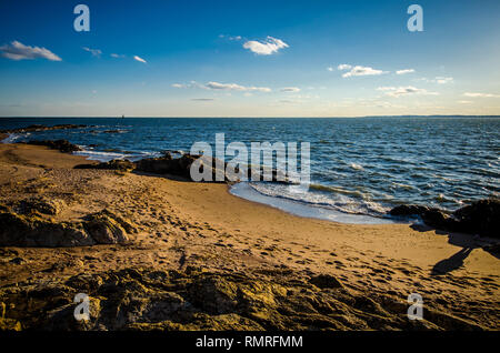 Blick auf den Long Island Sound von Lighthouse Point in New Haven Connecticut Stockfoto