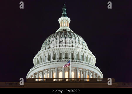 Amerikanische Capitol Building bei Nacht. Dome close-up. Washington DC. USA Stockfoto