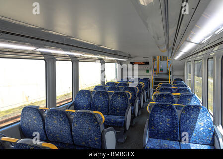 Leere Sitze auf einem Transport für NSW Zug in Sydney Stockfoto