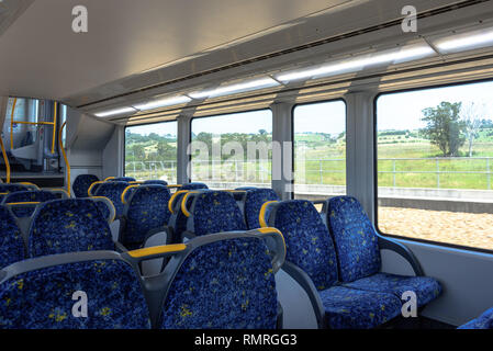 Leere Sitze auf einem Transport für NSW Zug in Sydney Stockfoto