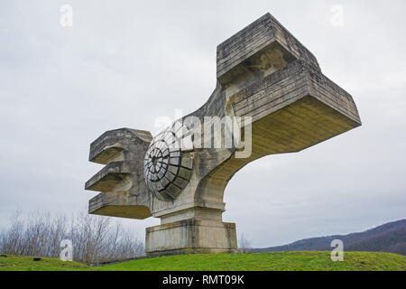 Podgaric, Kroatien - 30. Dezember 2018. Das Denkmal der Revolution des Volkes von Moslavina in Bjelovar-Bilogora County, zentrale Kroatien - ein Yug Stockfoto