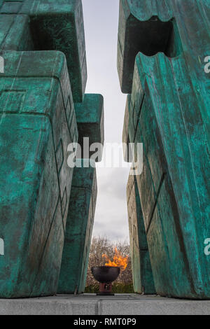 Vukovar, Kroatien - 1. Januar 2019. Ewige Flamme Denkmal für die Opfer der Heimat Krieg oder der kroatischen Unabhängigkeitskrieg in der Vukovar Stockfoto