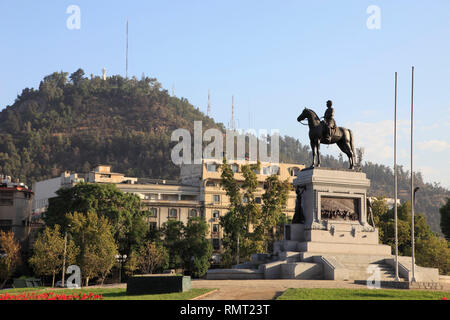 Chile, Santiago, Cerro San Cristobal, Plaza Italia, Manuel Baquedano Statue, Stockfoto