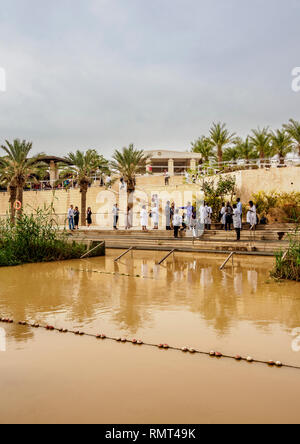 Qasr All-Yahud, Israel. Jordan River in der Nähe von Bethanien Betharaba, Bild von Jordan Seite genommen. Stockfoto