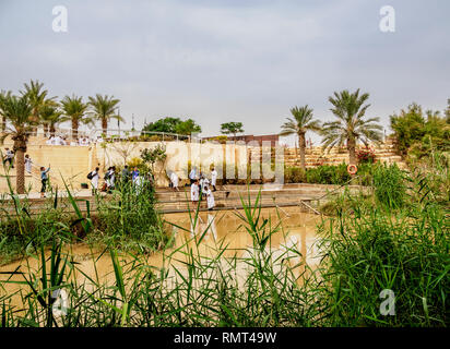 Qasr All-Yahud, Israel. Jordan River in der Nähe von Bethanien Betharaba, Bild von Jordan Seite genommen. Stockfoto