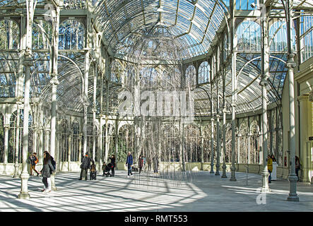 Architektonische Struktur der Glaspalast der Retiro Park in Madrid, Spanien. Stockfoto