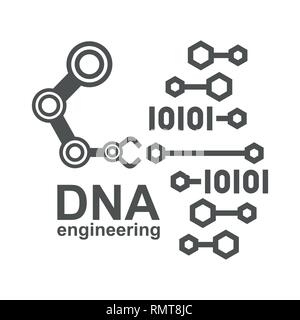 DNA Engineering, Erstellung synthetischer DNA. Die DNA-Synthese Wissenschaft Konzept. Polygon lab Chemie Gentechnik Reaktor. Moderne innovation Evolution Stock Vektor