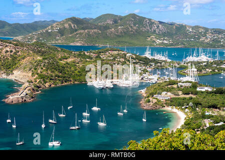 English Harbour von Shirley Heights, Nelson's Dockyard Nationalpark, Saint Paul Pfarrei, Antigua, Antigua und Barbuda, Kleine Antillen, Karibik Stockfoto