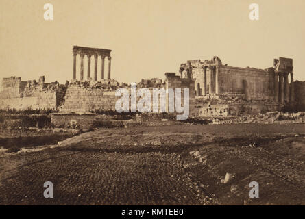 Übrigen Spalten der antiken Tempel des Jupiter, Baalbek, Libanon, Francis Frith, 1862 Stockfoto