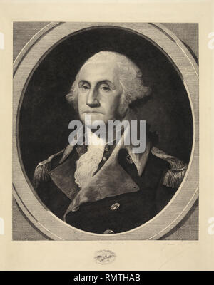 George Washington (1732-99), erster Präsident der Vereinigten Staaten, Kopf und Schultern Portrait, Gravur von Henri Lefort, 1881 Stockfoto