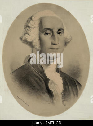 George Washington (1732-99), erster Präsident der Vereinigten Staaten, Kopf und Schultern Portrait, Lithographie von Thomas & Eno, 1860 Stockfoto