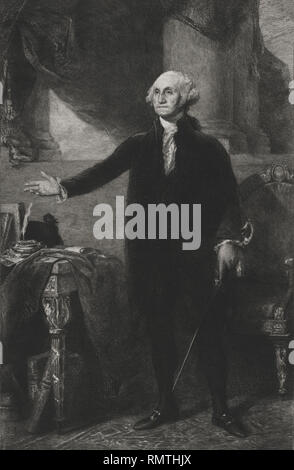 George Washington (1732-99), erster Präsident der Vereinigten Staaten, in voller Länge Porträt, von William Harry Warren Bicknell, Veröffentlicht von A.W. Elson & Co., Boston, 1897 Stockfoto