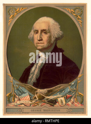 George Washington (1732-99), erster Präsident der Vereinigten Staaten, Kopf und Schultern Portrait von H. Hallett & Co., Portland, Maine, 1880 veröffentlicht. Stockfoto