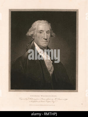 George Washington (1732-99), erster Präsident der Vereinigten Staaten, Kopf und Schultern Portrait, gestochen von T. Holloway aus ein Bild von M.Stuart 1795 lackiert Stockfoto
