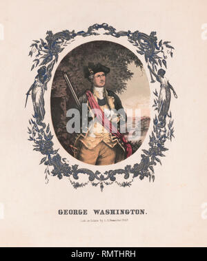 George Washington (1732-99), erster Präsident der Vereinigten Staaten, Three-Quarter Länge Porträt in Uniform, Lithographie von Louis N. Rosenthal, Philadelphia, 1850 Stockfoto