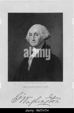 George Washington (1732-99), der erste Präsident der Vereinigten Staaten, halber Länge Portrait, gestochen von J.B. Longacre nach einem Gemälde von Gilbert Stuart Stockfoto