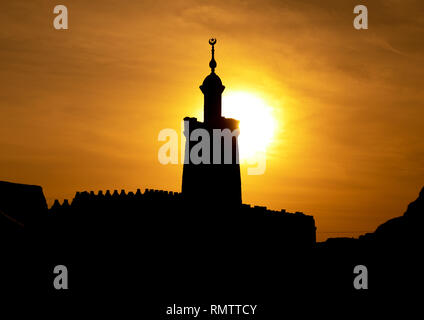 Sonnenuntergang auf al-hassanab Moschee, nördlichen Staat, Al-Khandaq, Sudan Stockfoto