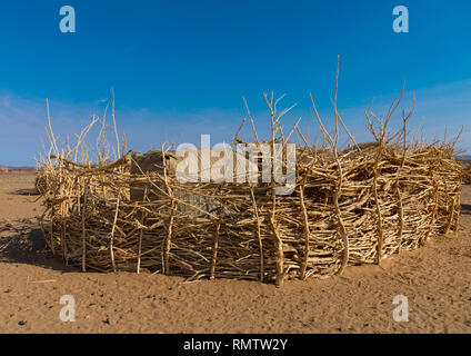 Bedouin Village in Bayoda Wüste, nördlichen Staat, Bayuda Wüste, Sudan Stockfoto