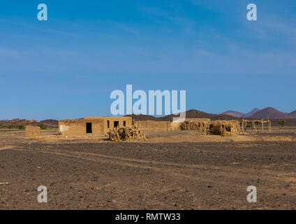 Bedouin Village in Bayoda Wüste, nördlichen Staat, Bayuda Wüste, Sudan Stockfoto