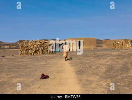 Bedouin Village in Bayoda Wüste, nördlichen Staat, Bayuda Wüste, Sudan Stockfoto