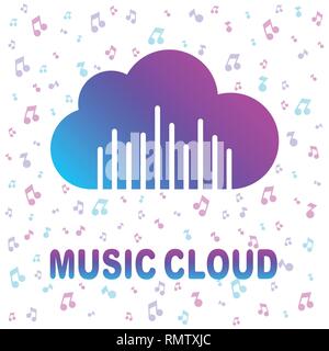 Einfache Symbol mit Cloud und Sound Equalizer Wave. Bunte Symbol auf weißem Hintergrund. EPS 10. Stock Vektor