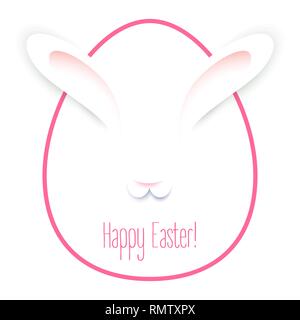 Ostern Karte mit einem Ei form und Hasenohren auf weißem Hintergrund mit Frohe Ostern Gruß Stock Vektor
