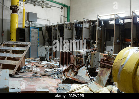 Zimmer in einem verlassenen Kraftwerk in Kings Park Psychiatric Zentrieren Stockfoto