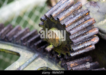 Nahaufnahme teil der industriellen Gang in der Fabrik arbeiten, selektiver Weichzeichner. Stockfoto