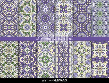 Vektor einrichten von nahtlosen floralen Mustern. Dekorative und Gestaltungselemente für Textilwaren, Buchumschläge, Fertigung, Wallpaper, Drucken, Geschenkverpackung. Stock Vektor