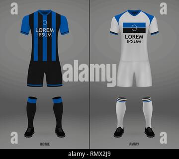 Fußball-kit Atalanta Bergamo 2018-19, shirt Vorlage für Soccer Jersey. Vector Illustration Stock Vektor