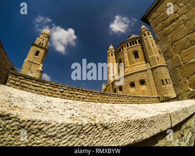 Blick auf die Abtei von 1352 (Kirche im Abendmahlssaal) auf Zion, Israel. Stockfoto