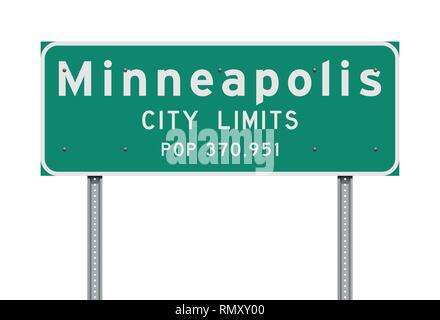 Vector Illustration der Minneapolis City Limits Green Road Sign Stock Vektor