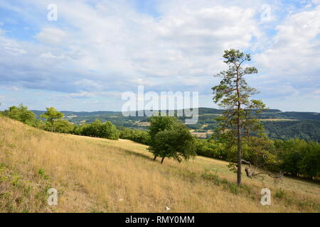 Blick auf den Tafelberg STAFFELBERG in der Nähe der Stadt Bad Staffelstein, Bayern, der Region Oberfranken, Deutschland Stockfoto