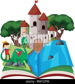 Buch Märchen Thema Abbildung öffnen Stock Vektor