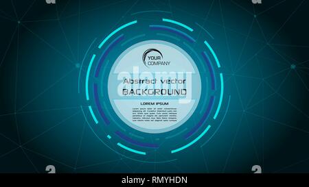 Vektor Zusammenfassung Hintergrund mit blauen HUD Kreis Stock Vektor