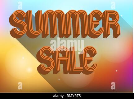 Summer Sale Abbildung mit 3D-Text, abstrakte farbenfrohe Hintergrund und langen Schatten Stock Vektor