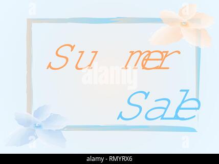 Summer Sale Abbildung mit orange und blaue Blume Stock Vektor