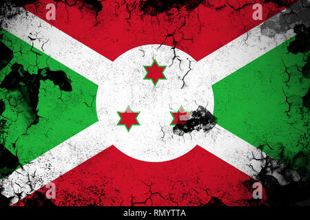 Burundi grunge und dirty Flag Abbildung. Perfekt für Hintergrund oder Textur. Stockfoto