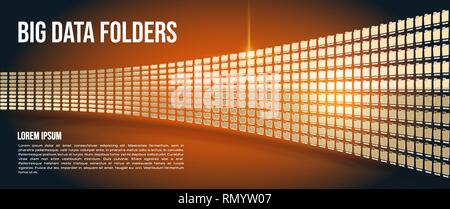 Big Data Ordner auf orange gradient Hintergrund Stock Vektor