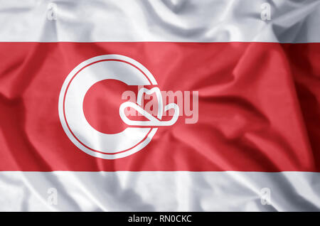 Calgary, Alberta stilvolle winken und closeup flag Abbildung. Perfekt für Hintergrund oder Textur. Stockfoto