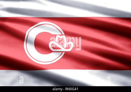 Calgary, Alberta stilvolle winken und closeup flag Abbildung. Perfekt für Hintergrund oder Textur. Stockfoto