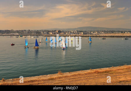 Yachten in Dun Laoghaire Hafen. Stockfoto