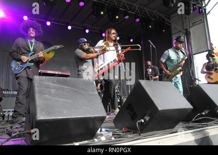 Fishbone ist dargestellt auf der Bühne während einer "live"-Konzert aussehen. Stockfoto