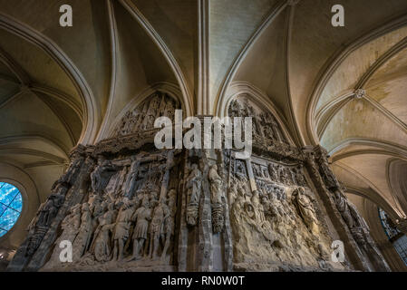 Burgos, Spanien - 24. März 2017. (Trascoro Retrochoir oder retroquire) an der Kathedrale der Heiligen Maria von Burgos (Santa Maria de Burgos) Stockfoto