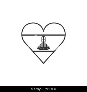 Lesotho Flagge Symbol in Form eines Herzens in schwarzer Umriss flache Bauform. Tag der Unabhängigkeit oder der nationalen Feiertag Konzept. Stock Vektor