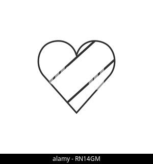 Republik Kongo Flagge Symbol in Form eines Herzens in schwarzer Umriss flache Bauform. Tag der Unabhängigkeit oder der nationalen Feiertag Konzept. Stock Vektor