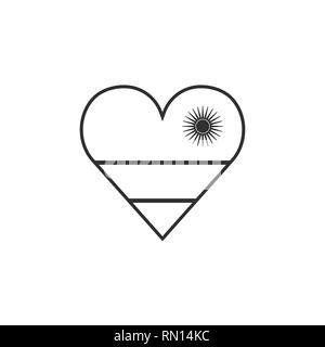 Ruanda Flagge Symbol in Form eines Herzens in schwarzer Umriss flache Bauform. Tag der Unabhängigkeit oder der nationalen Feiertag Konzept. Stock Vektor