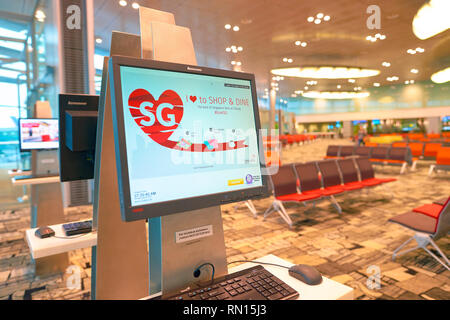 Singapur - ca. August 2016: im Inneren des Changi Flughafen. Changi Airport ist der primäre zivilen Airport für Singapur. Stockfoto