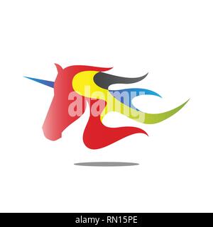 Modernes, farbenfrohes Pferd Kopf Vector Illustration. Vector EPS 10. Stock Vektor